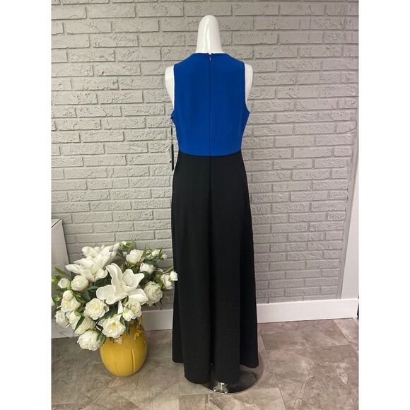 Karl Lagerfeld Black & Blue Color Block Crepe Gown Size 6 NWT - Picture 7 of 10